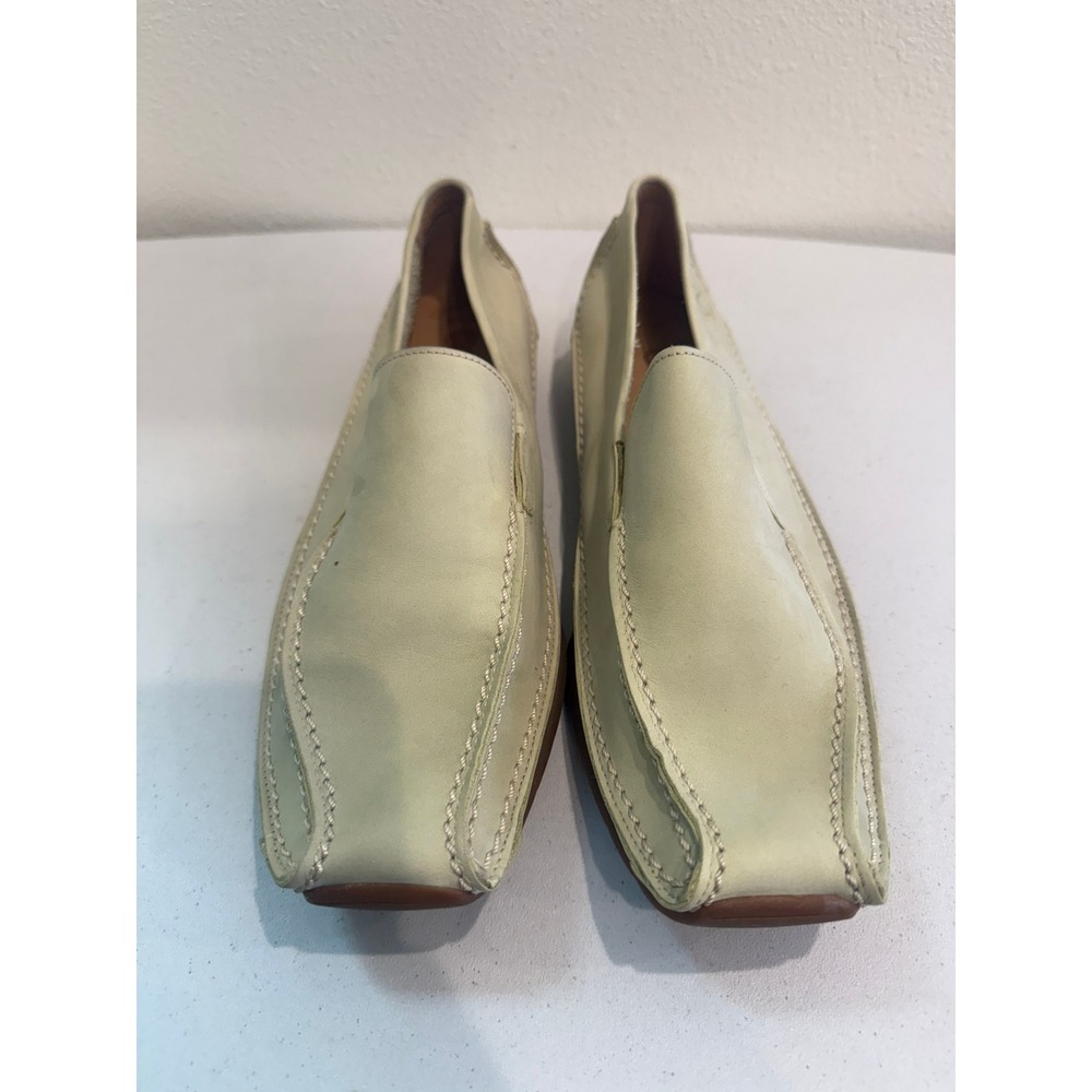 Gabor Comfort Mens Cream Leather Square Toe Loafers Slip On Shoes Size 9.5 US